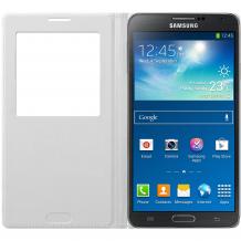 Оригинален кожен калъф Flip Cover S-View тефтер за Samsung Galaxy Note 3 N9000 / Samsung Note 3 N9005 - бял