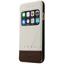 Луксозен калъф Flip тефтер със стойка S-View BASEUS Unique Leather case за Apple iPhone 6 4.7'' - бял