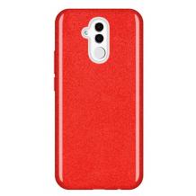 Силиконов калъф / гръб / TPU за Huawei Mate 20 Lite - червен / брокат