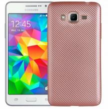 Луксозен силиконов калъф / гръб / TPU за Samsung Galaxy J3 / Galaxy J3 2016 J320 - Rose Gold / carbon