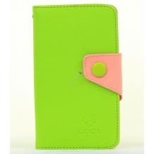 Луксозен кожен калъф Flip тефтер COOL за Apple iPhone 4 / 4S - зелено и розово