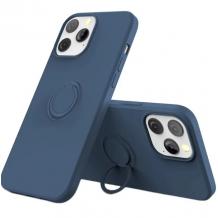 Силиконов твърд гръб TPU Case Magnetic Finger Ring Car Holder / за Xiaomi Redmi 10 5G - тъмносин кейс