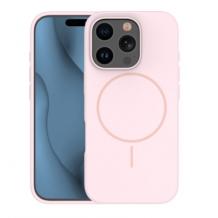 Луксозен гръб / кейс / Silicone Case с безжично зареждане MagSafe за Apple iPhone 16e - розов
