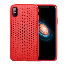 Луксозен силиконов калъф / гръб / TPU ROCK DOT Series за Apple iPhone X - червен