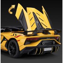 Метална кола с отварящи се врати капаци светлини и звуци Lamborghini Aventador SVJ 63 1:24 - жълт