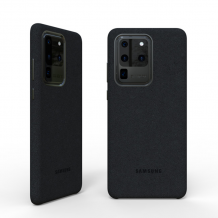 Луксозен гръб Leather Alcantara Case за Samsung Galaxy S20 Plus - черен