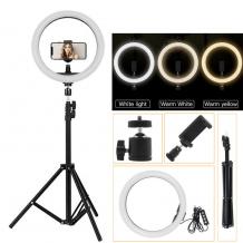 LED ринг лампа 20cm/8" с трипод / Осветление за грим ,TikTok, streaming,vlogging, video chat - черна