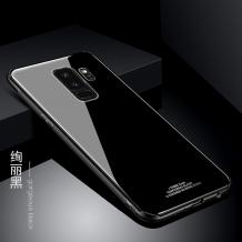Луксозен стъклен твърд гръб за Samsung Galaxy A6 2018 - черен
