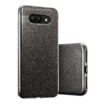 Силиконов калъф / гръб / TPU за Samsung Galaxy S10 - черен / брокат