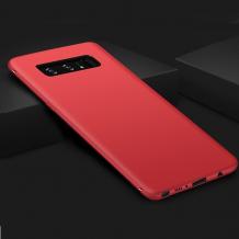 Силиконов калъф / гръб / TPU за Samsung Galaxy S10 Plus - червен / мат