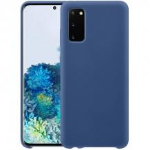 Луксозен силиконов гръб Silicone Cover за Samsung Galaxy S20 - тъмно син