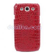 Заден предпазен твърд гръб за Samsung Galaxy S3 I9300 / SIII I9300 - Croco / червен