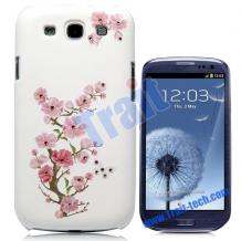 Луксозен предпазен капак / твърд гръб / с камъни за Samsung Galaxy S3 I9300 / SIII I9300 - розови цветя и пеперуда