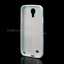 Силиконов калъф / гръб / TPU за Samsung Galaxy S4 S IV SIV I9500 I9505 - Cube Texture / бял със син кант