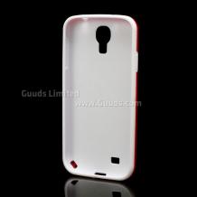 Силиконов калъф / гръб / TPU за Samsung Galaxy S4 S IV SIV I9500 I9505 - Cube Texture / бял с червен кант