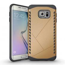 Твърд гръб / капак / със силиконов кант ARMOR Cover за Samsung Galaxy S6 Edge+ G928 / S6 Edge Plus - златен