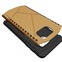 Твърд гръб / капак / със силиконов кант ARMOR Cover за Samsung Galaxy S6 Edge+ G928 / S6 Edge Plus - златен