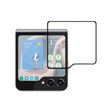 5D full cover Tempered glass Full Glue screen protector Samsung Galaxy Z Flip 7 / Извит стъклен скрийн протектор с лепило от вътрешната страна за Samsung Galaxy Z Flip 7 - черен кант