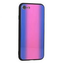 Луксозен стъклен твърд гръб Vennus за Apple iPhone 7 / iPhone 8 - преливащ / синьо и розово