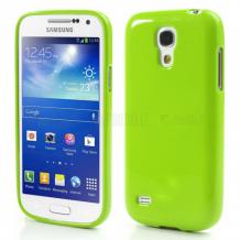 Ултра тънък силиконов калъф / гръб / TPU Ultra Thin Candy Case за Samsung Galaxy S4 Mini I9190 / I9192 / I9195 - зелен / брокат