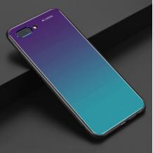 Луксозен стъклен твърд гръб за Huawei Honor 10 - преливащ / лилаво и синьо