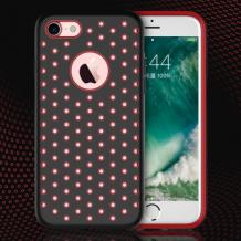 Луксозен силиконов гръб TOTU Design Shine Series за Apple iPhone 7 - черно с червено / дупки