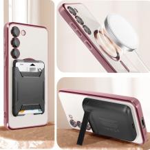 Силиконов калъф / гръб / Clear Case с безжично зареждане MagSafe кейс за Samsung Galaxy A27 - прозрачен кейс с протектори за камерите розов кант
