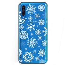 Силиконов калъф / гръб / TPU за Samsung Galaxy A30s / A50 - прозрачен със снежинки