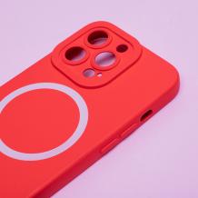 Силиконов калъф / кейс / MagSafe Case за Apple iPhone 15 Plus (6.7) - червен