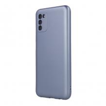 Луксозен силиконов калъф / гръб / TPU кейс Metallic Cover за Samsung Galaxy A13 5G / A04s - светло син със защита за камерата