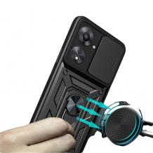 Силиконов твърд гръб TPU кейс Slide Camera Case Magnetic Finger Ring Car Holder за Xiaomi Redmi 13C 4G