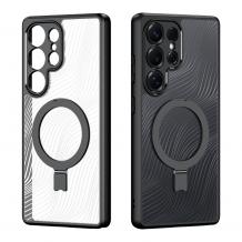 Силиконов твърд кейс Dux Ducis AIMO с Magsafe за Samsung Galaxy S25 Ultra - прозрачен гръб с черен кант