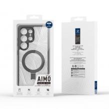 Силиконов твърд кейс Dux Ducis AIMO с Magsafe за Samsung Galaxy S25 Ultra - прозрачен гръб с черен кант