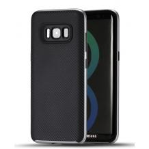 Силиконов калъф / гръб / TPU за Samsung Galaxy S8 Plus G955 - черен / сребрист кант / Carbon
