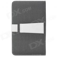 Универсален кожен калъфза таблет 7" със стойка / клавиатура с Micro USB кабел - черен с бяло