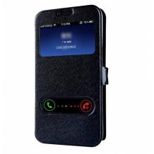 Kожен калъф Flip тефтер S-View със стойка за Samsung Galaxy J3 - черен / Flexi