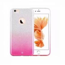 Луксозен силиконов калъф / гръб / TPU ENSIDA Gradient за Apple iPhone 7 - сребристо и розово / преливащ / брокат