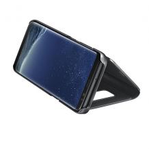 Луксозен калъф Clear View Cover с твърд гръб за Samsung J4 2018 - черен