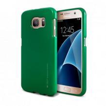 Луксозен силиконов калъф / гръб / TPU MERCURY i-Jelly Case Metallic Finish за Samsung Galaxy S7 Edge G935 - зелен