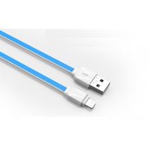 Оригинален USB кабел LDNIO XS-07A за Apple iPhone 5 / iPhone 5S / iPhone SE / iPhone 6 / iPhone 6 Plus / iPhone 7 - бяло и синьо / плосък