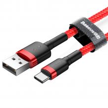 Оригинален USB кабел BASEUS Cafule Cable Type-C за зареждане и пренос на данни - червен