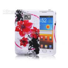 Силиконов калъф / гръб / TPU за Samsung Galaxy S2 i9100 / Samsung SII Plus i9105 - бял с червени цветя