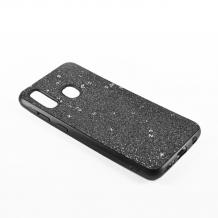 Луксозен силиконов калъф / гръб / TPU Sparking Case за Samsung Galaxy A40 - черен брокат / черен кант