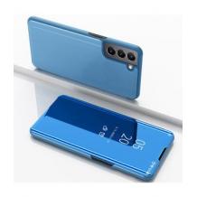 Луксозен калъф Clear View Cover с твърд гръб за Samsung Galaxy S22 - син