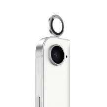 Стъклен протектор / 5D Tempered Glass Camera Lens / за задна камера на Apple iPhone 16e - метални рингове / сребрист