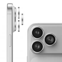 Стъклен протектор с метални рингове за задна камера iPhone 17 Pro / 17 Pro Max - Сребрист