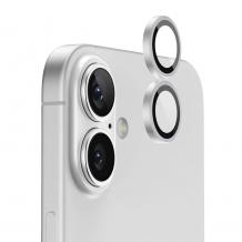 Стъклен протектор с метални рингове за задна камера iPhone 17 - Сребрист