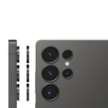 Стъклен протектор / 5D Tempered Glass Camera Lens / за задна камера на Samsung Galaxy S25 Ultra - метални рингове / черен