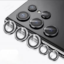 Стъклен протектор / 5D Tempered Glass Camera Lens / за задна камера на Samsung Galaxy S25 Ultra - метални рингове / сребрист