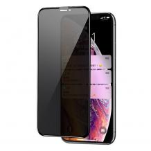 Privacy 5D full cover Tempered glass Full Glue screen protector iPhone 16 / Privacy Извит стъклен скрийн протектор с лепило от вътрешната страна за iPhone 16 - черен / прозрачен